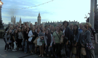The students visit London on their trip to Europe.