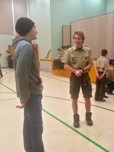 Wathen enjoys a Boy Scout meeting with his fellow troops.