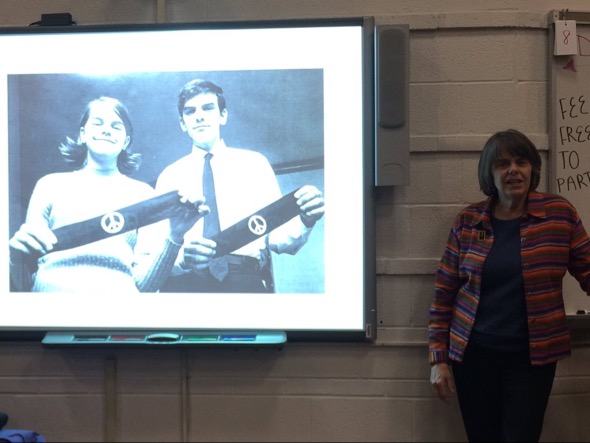 Mary Beth Tinker came into Revere High School to speak about freedom of speech.