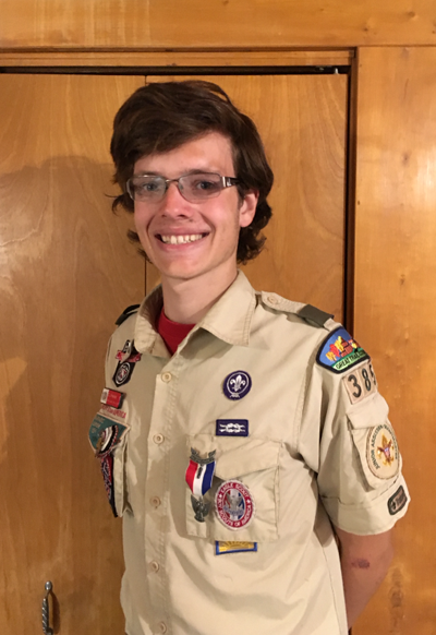 Heckel poses in his Boy Scout uniform.