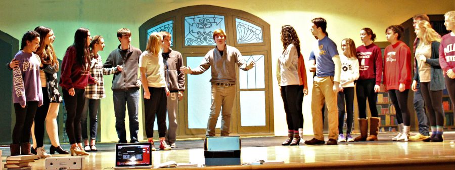 The ensemble cast rehearses the larger numbers every day after school with the direction of Russell.