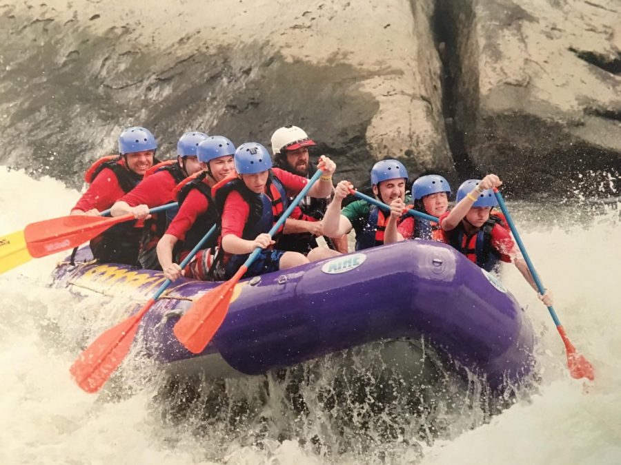 Members of Boy Scout Troop 385 engage in whitewater rafting on the New River in Virgina in 2015.  