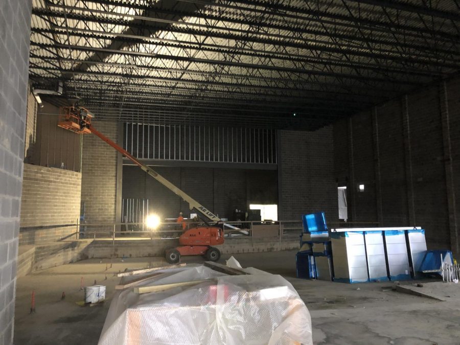 The auditorium under construction in the new high school.