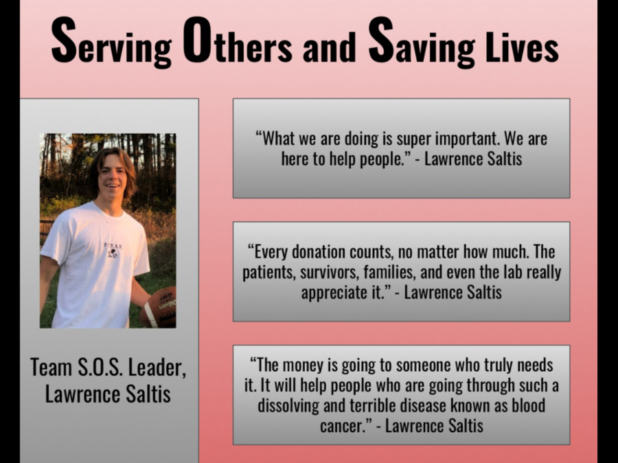 Junior Lawrence Saltis helps fundraise in support of Leukemia and  Lymphoma patients. 