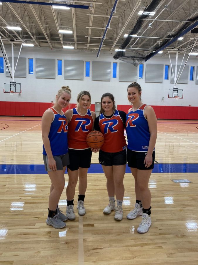 The seniors smile for a picture. 

(Girls from left to right) Danielle Kaminski, Jeanne Hujer, Emma Drushell and Audrey Livesay 