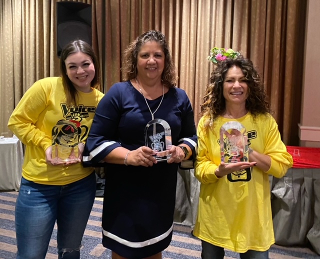 From left to right: Molly Oldham, Carol Bonacci, and Gina Pappano pose with their trophies.