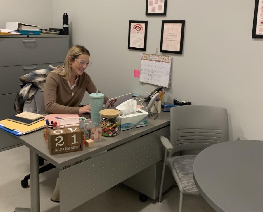 Ostrowski works in her office