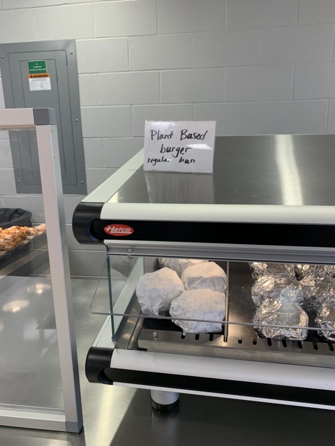 The high school now offers plant-based burgers. 