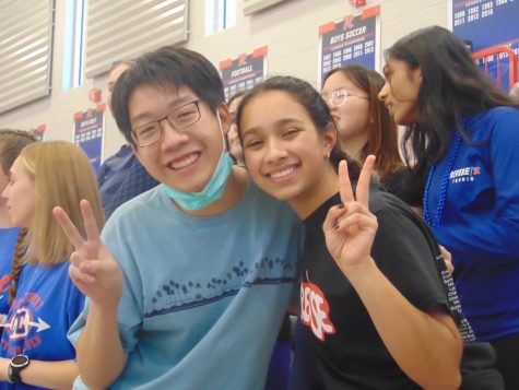 Leong and fellow senior Lilly Kayani celebrate at class day.