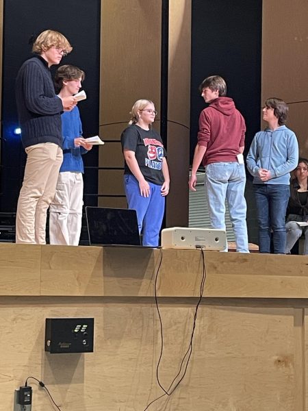 Restivo acts on stage at rehearsal for The Crucible, this years fall play.
