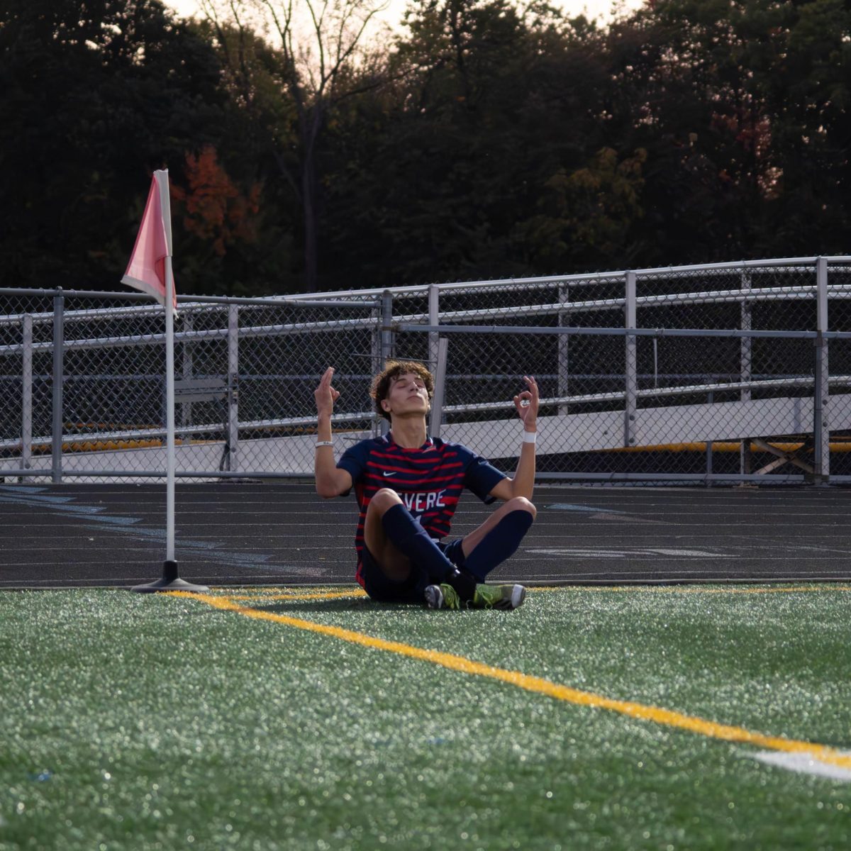 Halms celebrates after scoring his second goal during the Revere/Copley game