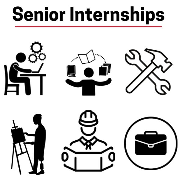 Senior internships include many areas of work, as depicted above.