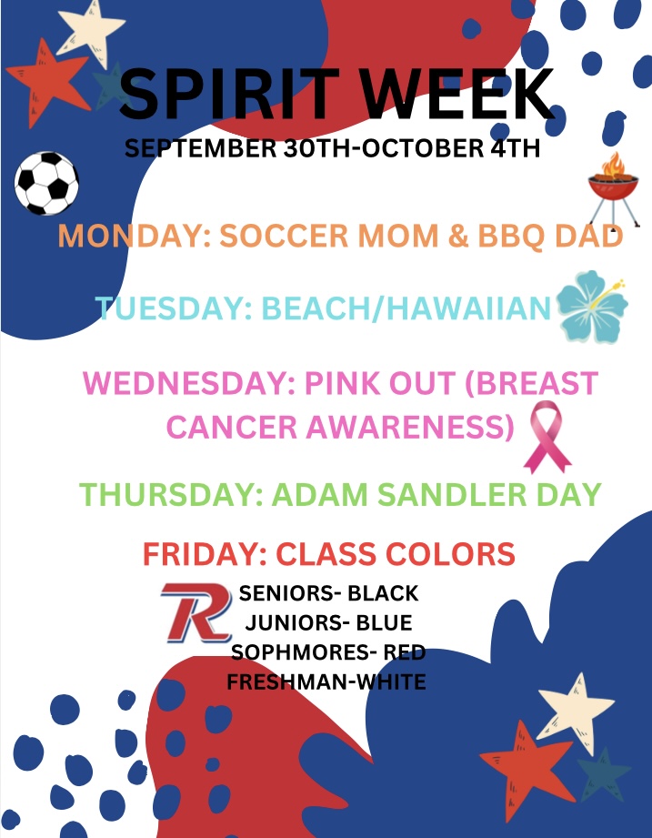 RHS spirit week with be September 30 through October 4. 