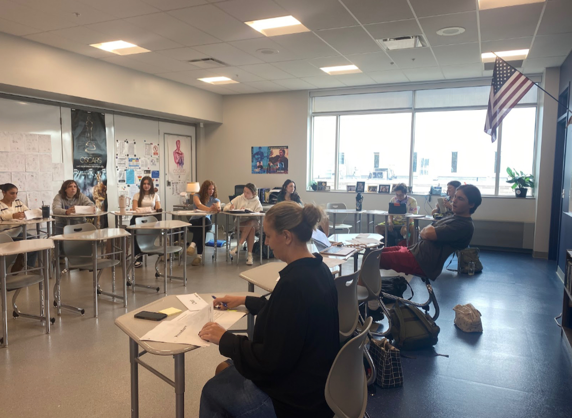 Model United Nations holds a meeting in Leigh Haynam’s classroom.