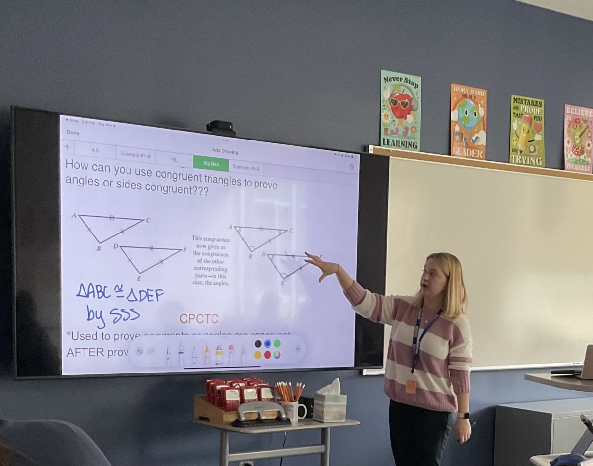 Hannah Grissom teaches geometry to her students at Revere High School.
