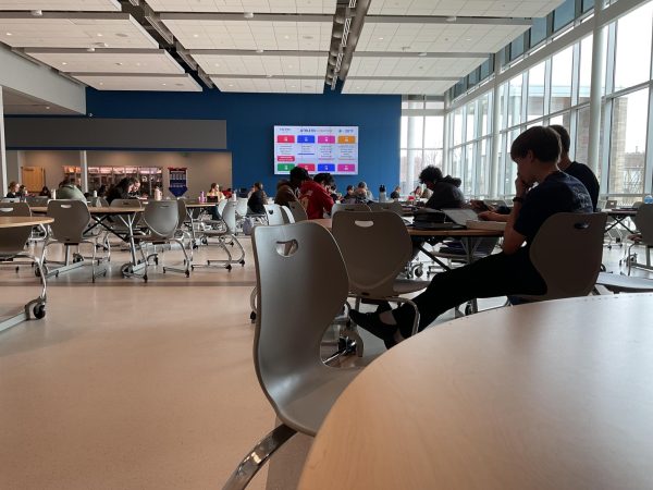 Students study in the cafeteria during their study hall period.