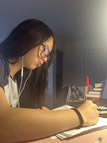 Revere Middle School student Esther Lin prepares for the National Spelling Bee on May 26.