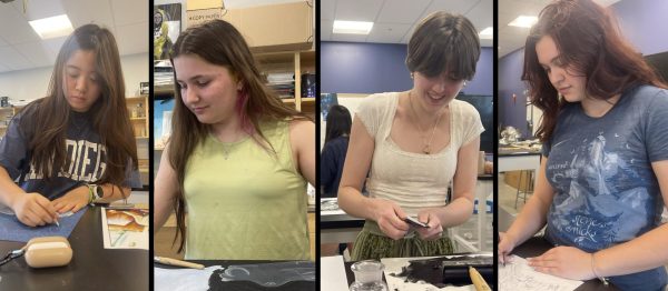 Four Revere students achieve various art awards, pictured from left to right: Hannah Kim, Amelia Brackett, Georgia Stanley, Ruby Aldrich.